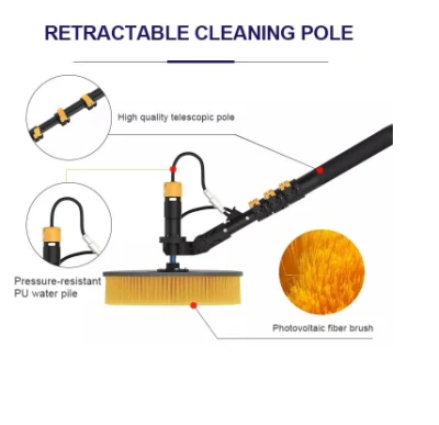 Escova de limpeza automática de painel solar de cabeça dupla e kit de mastro para limpeza de painel solar